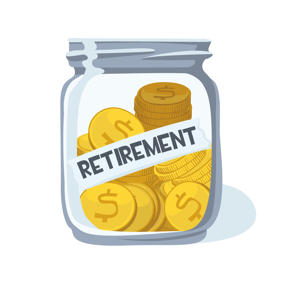 Jar of coins representing retirement savings